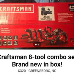 CRAFTSMAN 8-TOOL COMBO SET 20v

BRAND NEW IN BOX!!!