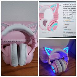 Cat Ears Bluetooth Headphones Pink