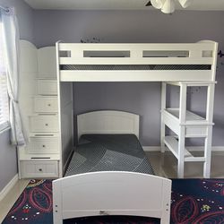 Bunk Twin/twin Beds With Drawers And Desk Attached