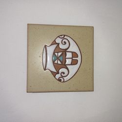 CLEO TEISSEDRE SOUTHWESTERN VASE COASTER TRIVET WALL PLAQUE TILE 4 X 4