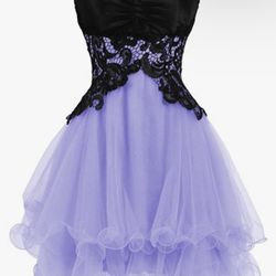 Ellames Sweetheart Cocktail Prom Short Dress Purple And Black Size 2