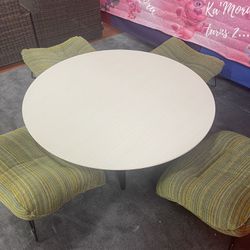 Japanese “Low” Dining Table Set With 4 Cushion Chairs 