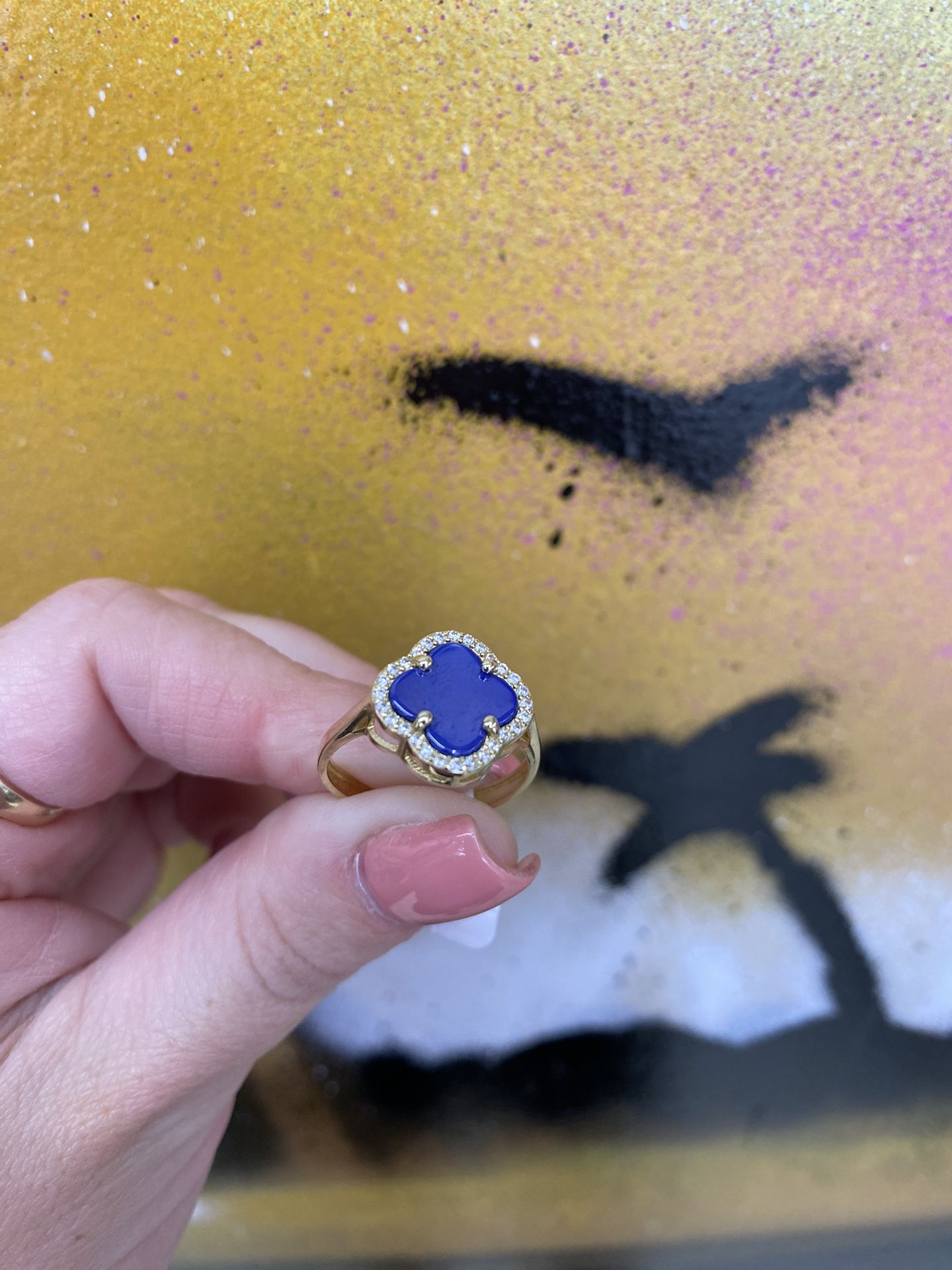 14k BLUE FLOWER RING