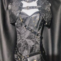 3 Piece Black Corset Set