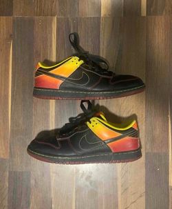 Nike Dunk Low Nyx 330938 004 Mens Shoes 10 Black Leather Orange Blaze 2008 SB Size 10 Men