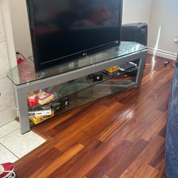 Modern Glass & Metal TV Stand - Medium Condition