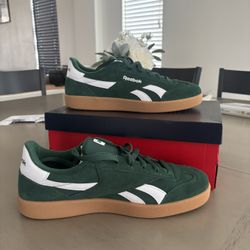 Dark Green And White Reeboks