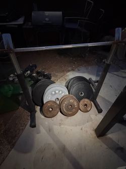 Marcy Weight Bench with Barbell and Plates