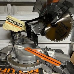 Ridgid 15 Amp Corded 12 in. Dual Bevel Sliding Miter Saw with 70 Deg. Miter Capacity and LED Cut Line Indicator

