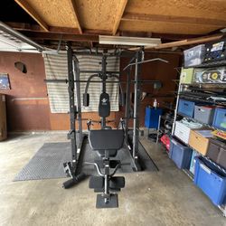 Vesta Fitness Smith Machine 1001 w/Bench Attachment | 230lb Bumpers Olympic Weights | 7ft Olympic Bar | Fitness | Gym Equipment | FREE DELIVERY 🚚 