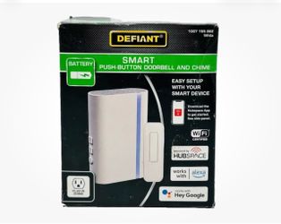 Defiant Wireless Wi-Fi Smart Plug-In White Doorbell Kit with Wireless Push Button Powered by Hubspace