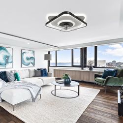 New in box Low Profile Ceiling Fan with Lights and Remote, LED Fandelier 18.9 in Flush Mount Fan Light with Remote Control and Adjustable 3000K-6500K