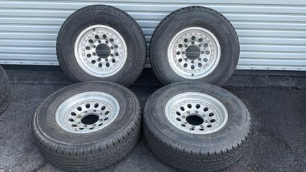Outlaw Style 16x7 Inch 8 Lug Wheels With Old Tires, Fits Ford, Dodge, Chevy, Gmc