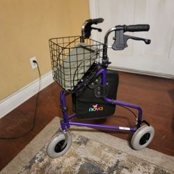 NOVA Medical Traveler 3-Wheel Rolling Walker With Basket And Storage Zipper Pouch Plus Tray