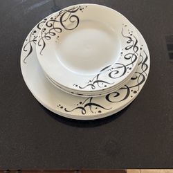 Black And White Dinner Plate Set Of 4