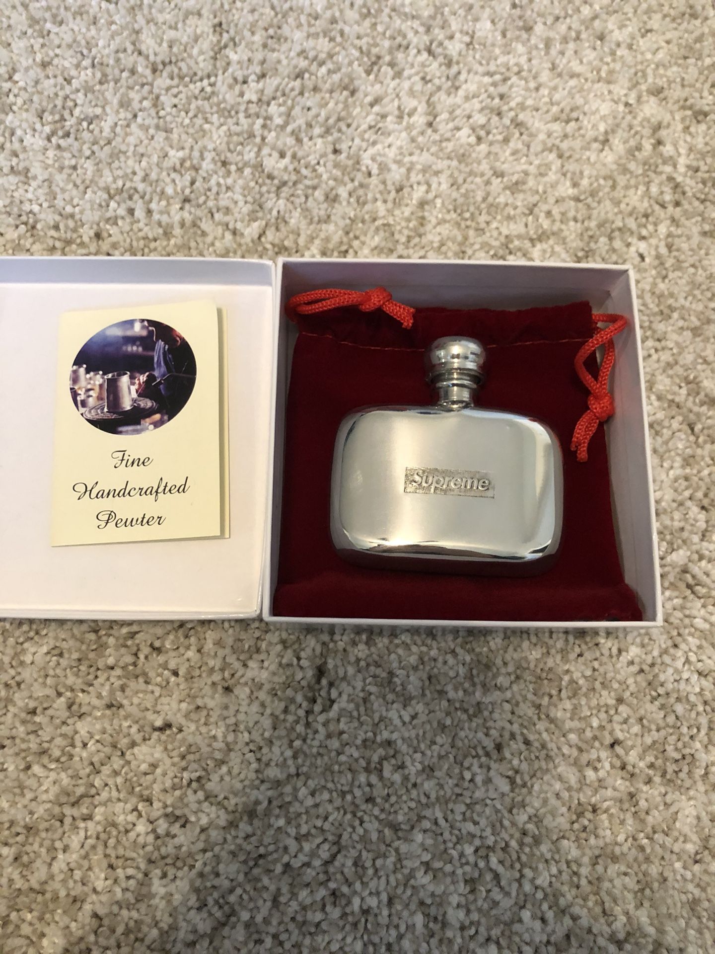 Supreme pewter mini flask