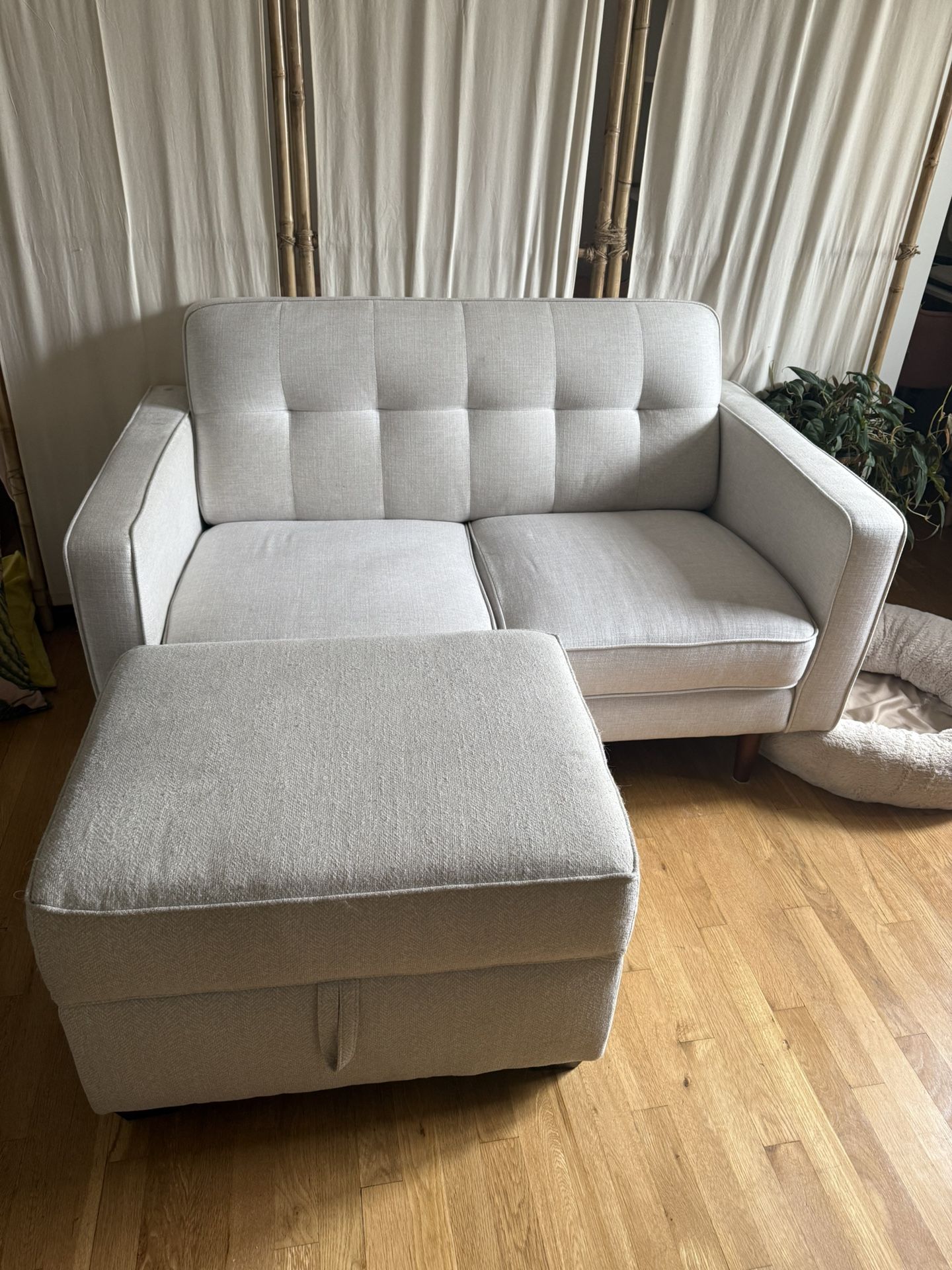 Living Spaces Love Seat + Ottoman