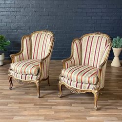 Pair of French Louis XV Style Giltwood Bergère Armchairs, c.1940’s
- Delivery Available