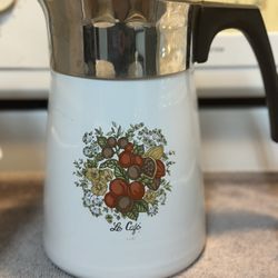 VINTAGE CORNING WARE SPICE OF LIFE "LE CAFE" 10-CUP CERAMIC COFFEE POT STOVE TOP