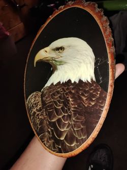 Vintage Rare American Eagle On Round Wood