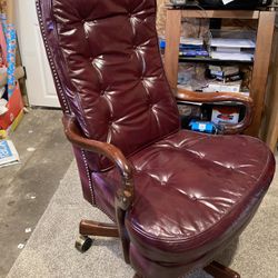 Leather Executive Office Chairs Burgundy -Set Of 3 - Desk And Receiving  