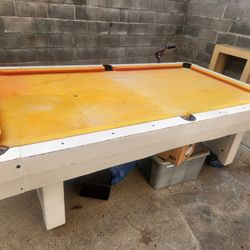 Unique Pool Table, Chairs And Stick Stand