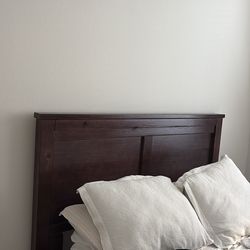 Walnut Mid-Century Modern Bed Frame