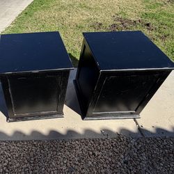 Two Black End Tables Or Nightstands With Storage