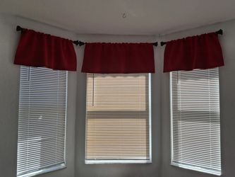 Red Kitchen Window Curtains With Rods Set Of 3 Bay Windows Also Available Matching Stools