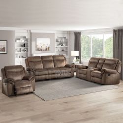 Recliner (Set Of 3pc), Living Room Set, Chair + Loveseat + 3-Seater Sofa Couch
