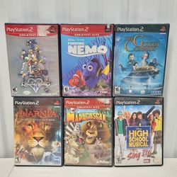 Lot Of 6 Playstation 2 Kids Games: Kingdom Hearts 2, Nemo, Narnia, Madagascar