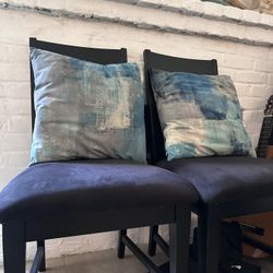 IKEA, Black With Navy Blue Cushion Chairs 
