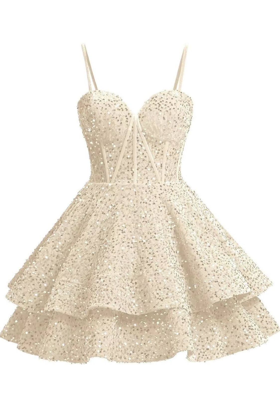 Champagne Short Sequin Cocktail Dress for Teen Corset