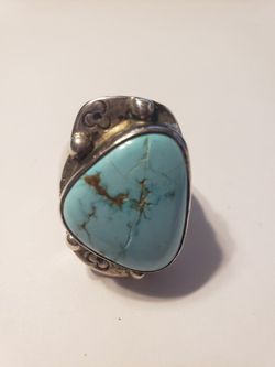 Sterling Silver Handmade Ring With Genuine Turquoise Size 11.5 