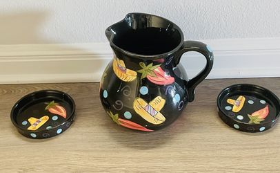 Mex Pitcher and chip & dip little plates