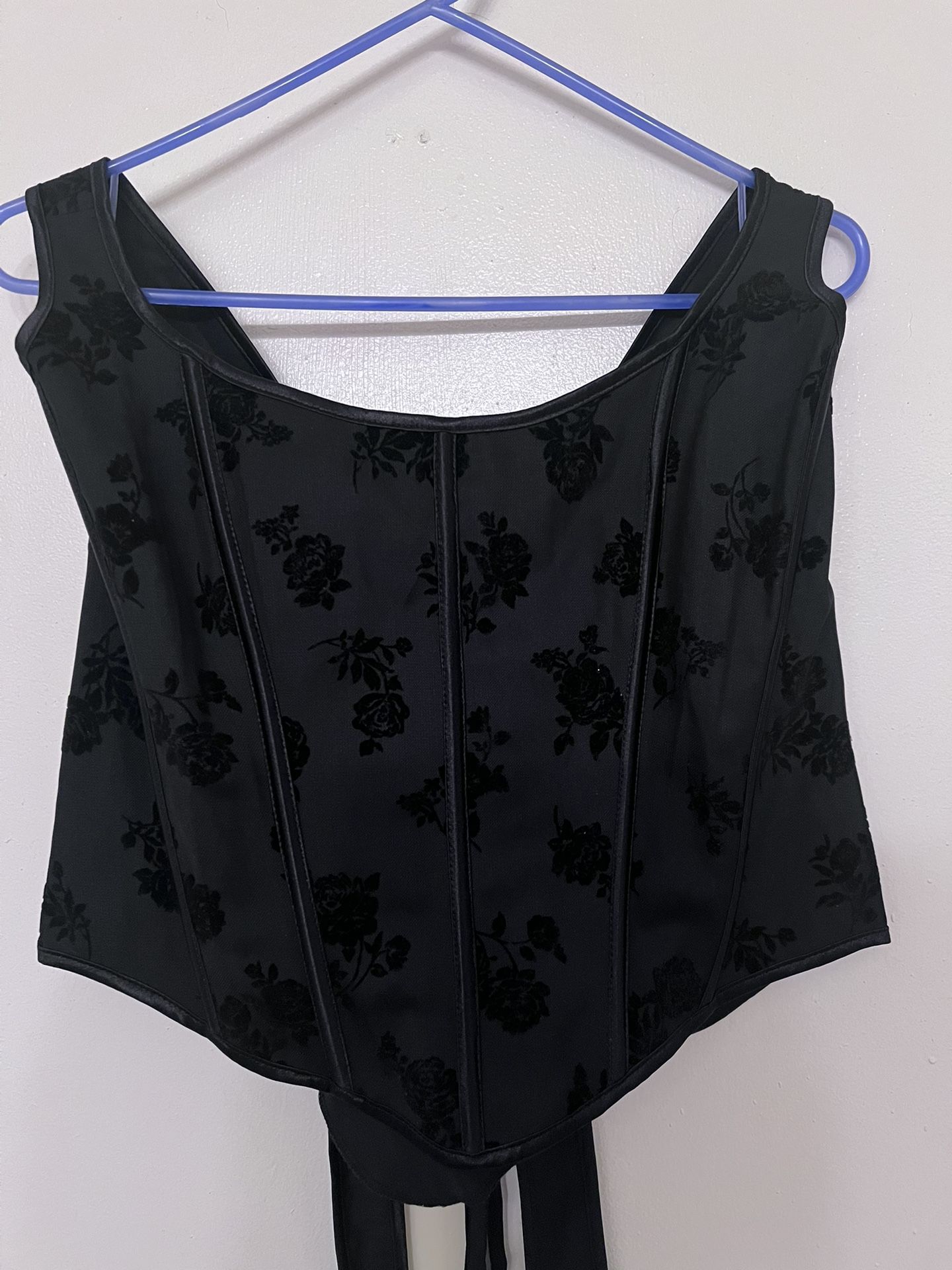 Black Corset With Velvet Roses