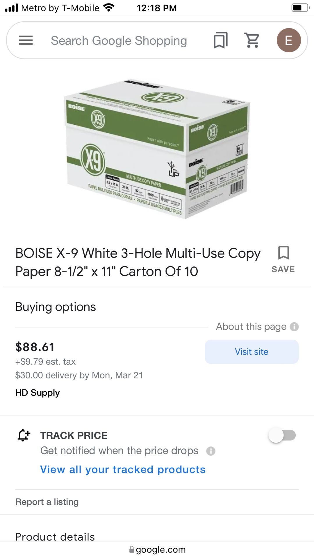 BOISE X 9 White 3 Hole Multi Use Copy Paper 8 1/2 BOISE X 9 White 3 Hole Multi Use Copy Paper 8 1/2