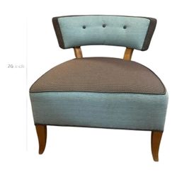 Vintage Blue & Brown Custom Upholstered Side Chair