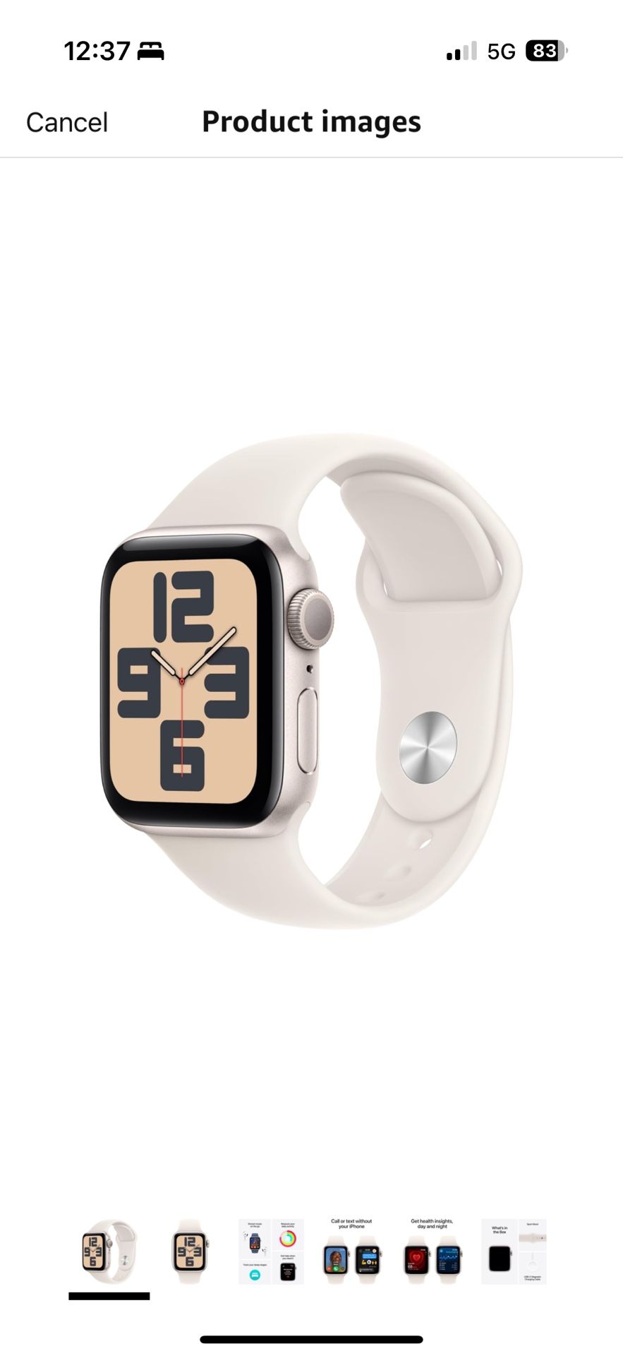 Apple Watch SE (2nd Gen) [GPS 40mm] Smartwatch with Starlight Aluminium Case with Starlight Sport Band S/M