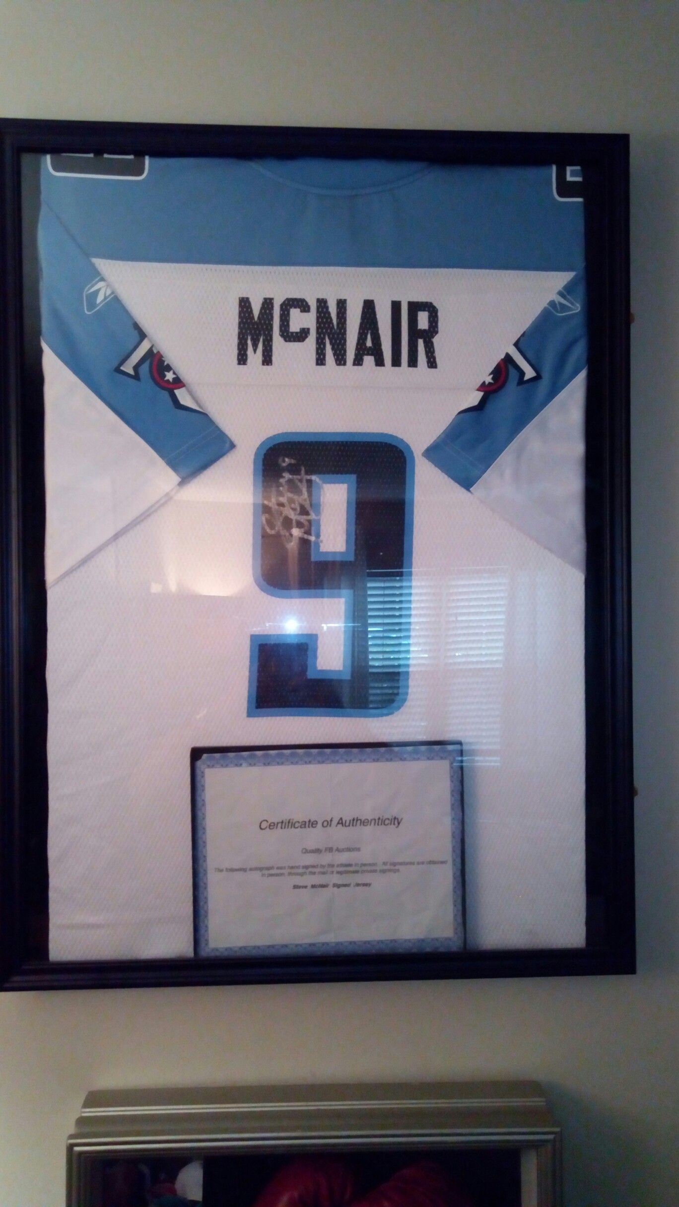 The late great Steve McNair signed Jersey with certificate of authenticity