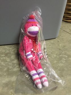 Brand new pick sock monkey stuffed animal