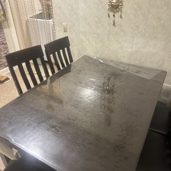 Dark Brown Wood Dining Table 