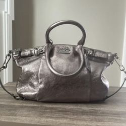 Coach Madison Genuine Leather Metallic Shoulder Bag