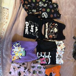 Halloween bundle 5t $20 mostly Disney 3 sweaters 3 pjs 1 outfit 1 sweat suit