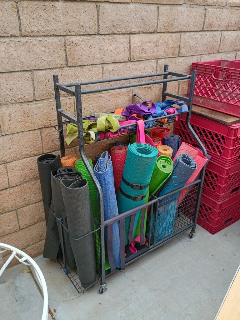 Yoga Mats On Rolling Cart