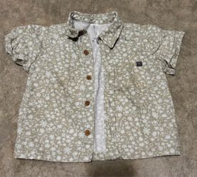 Modern Moments Boys Toddler White and Green Floral Button-up Shirt Size 2T