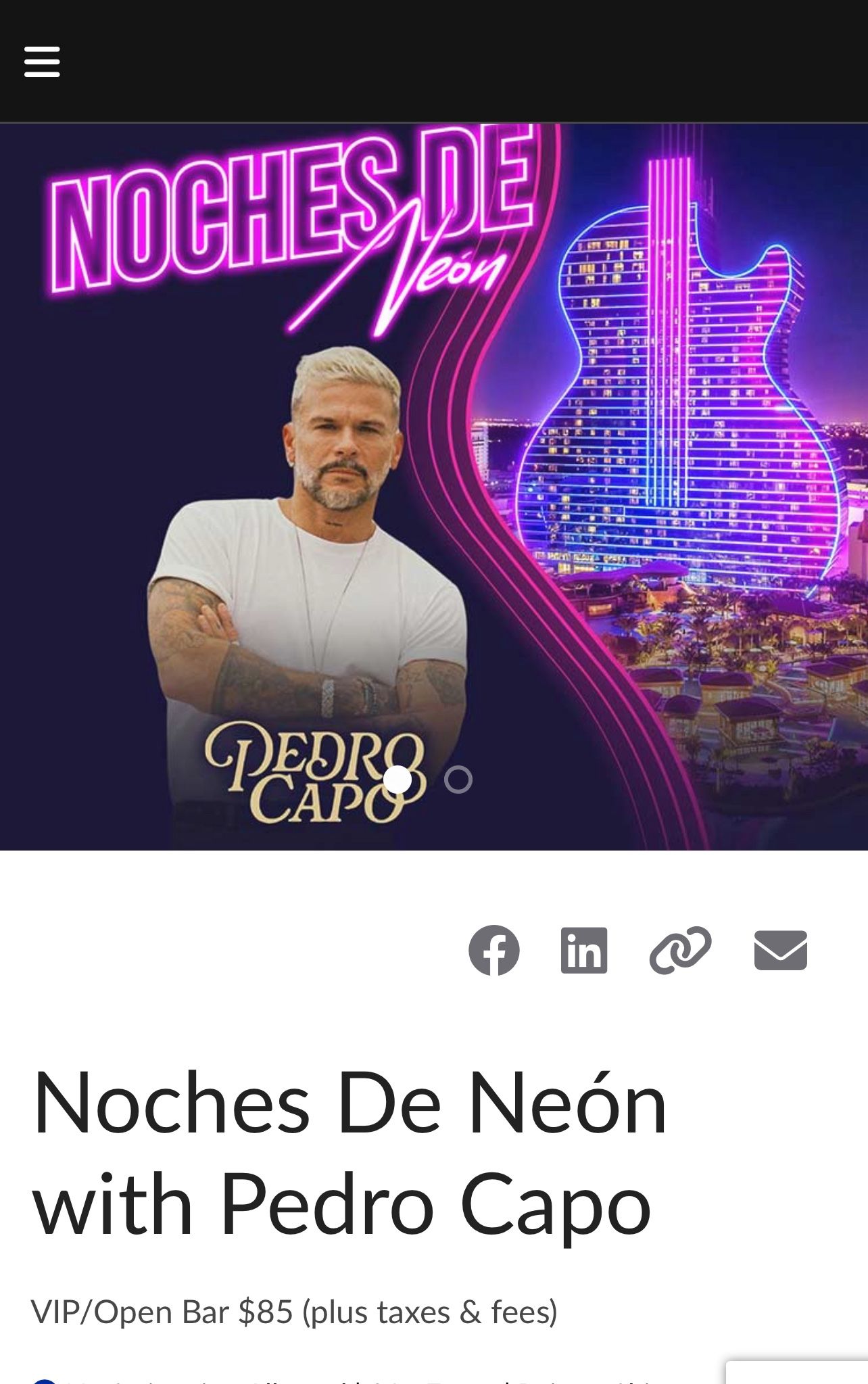 Taquilla Para Noches De Neón Pedro Capó - Hollywood FL Oct 24