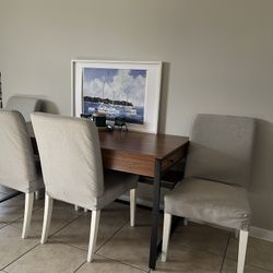 Dining Table With Two Benches and 4 Chairs