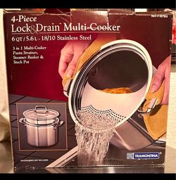 Tramontina Lock & Drain Multi-Cooker 6 Qt SS Steamer Pot Set w/Lid