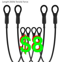 Tech 4-Pack Heavy Duty Loop End Cable Braided Stainless Steel PVC Coated Safety Wire Rope for Outdoor Travel Home Hanging Transport, 5mm Thickn